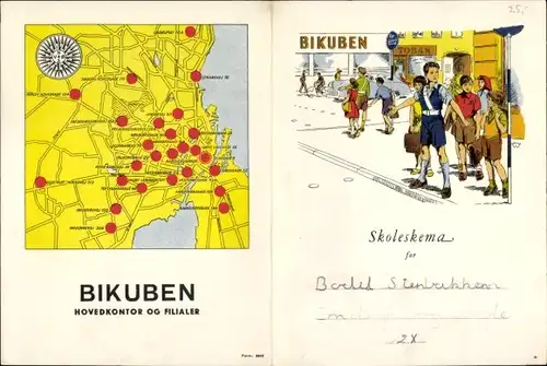 Stundenplan Bikuben, Landkarte und Verkehrszeichen