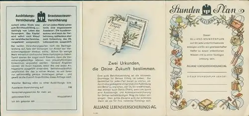 Stundenplan Allianz Versicherungen, Spare, lerne, leiste was um 1960