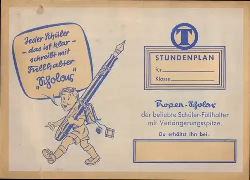 Stundenplan Tropen-Bicolour Füller, der beliebte Schüler-Füllhalter um 1930