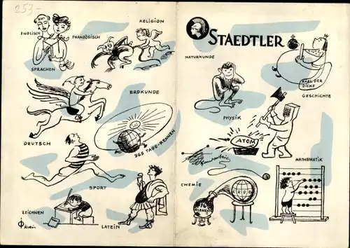 Stundenplan Staedtler Tradition-Schulfüller, Schulbleistifte, Schulfächer um 1960