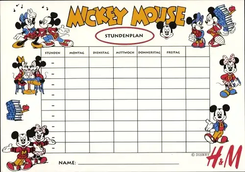 Stundenplan H & M, Disney - Mickey Mouse mit Daisy um 1990