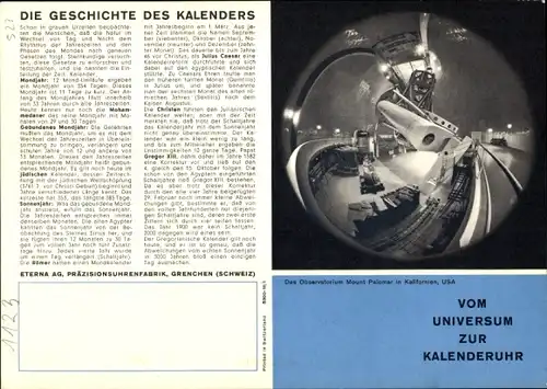 Stundenplan Eterna Matic Dato, Die Geschichte des Kalenders um 1960