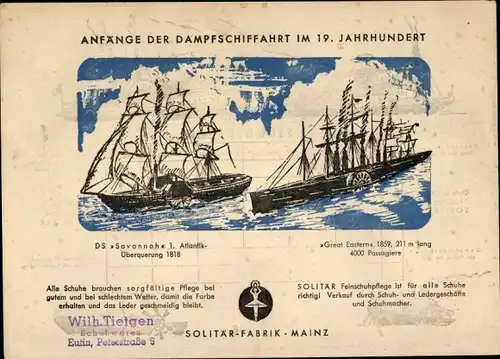 Stundenplan Solitär Schuhpflege, Anfänge der Dampfschiffahrt um 19. Jahrhundert Raddampfer um 1960