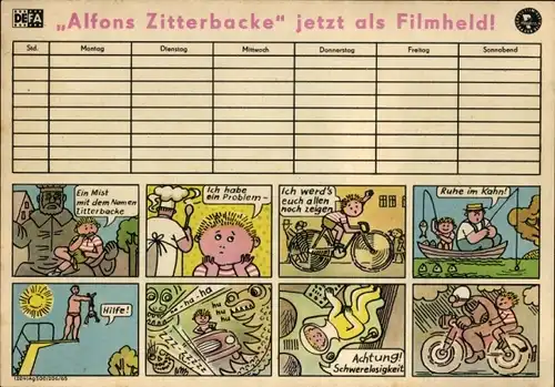 Stundenplan DDR 20 Jahre DEFA 1966, Alfons Zitterbacke jetzt als Filmheld 1966