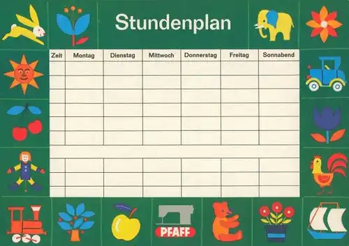 Stundenplan Pfaff Nähmaschinen, Aus der Geschichte der Nähmaschine um 1970