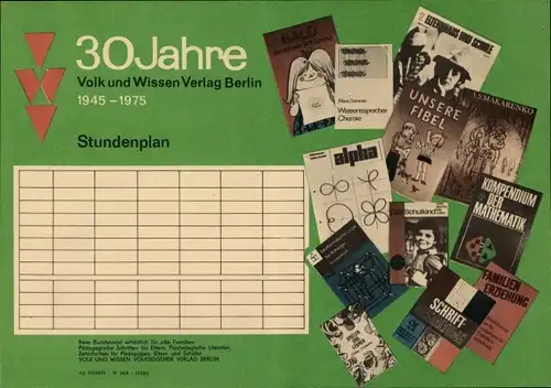 Stundenplan DDR 30 Jahre Volk und Wissen Verlag Berlin 1945-1975 - Buchtitel
