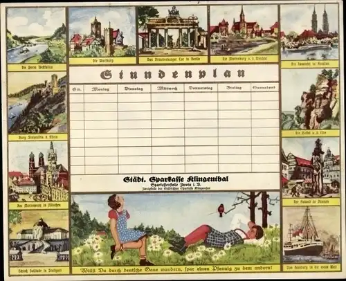 Stundenplan Sparkasse Klingenthal Kassenstelle Zwota - Gebäude aus deutschen Gauen um 1930