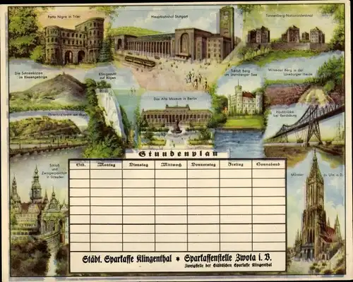 Stundenplan Sparkasse Klingenthal Kassenstelle Zwota - Gebäude aus deutschen Gauen um 1930