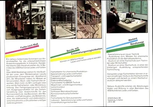 Stundenplan DDR VEB Lacke und Farben, Lacufe, Berufe, Farbe um 1970