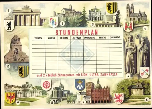 Stundenplan BIOX-Ultra Sauerstoff-Zahnpasta - Kennst Du Mittel-Deutschland Ostdeutschland um 1960