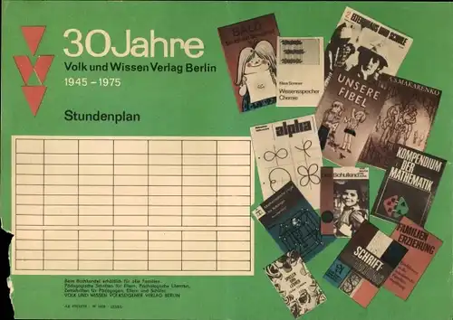 Stundenplan DDR 30 Jahre Volk und Wissen Verlag Berlin 1945-1975 - Buchtitel