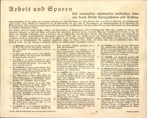 Stundenplan Sparkasse der Gemeinde Lokstedt Hamburg, Süßwasserfische Hecht, Scholle um 1930