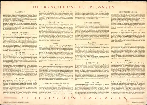 Stundenplan DDR Die deutschen Sparkassen, Heilkräuter und Heilpflanzen, Briefmarke Münze um 1960