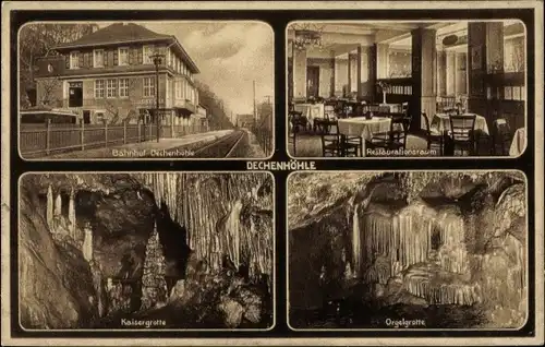 Ak Grüne Iserlohn im Märkischen Kreis, Dechenhöhle, Bahnhof, Kaisergrotte, Orgelgrotte
