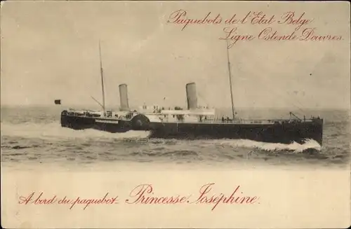 Ganzsachen Ak Paquebots de l'Etat Belge, Ligne Ostende Douvres, Dampfer Princesse Josephine