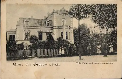 Ak Grabow in Mecklenburg, Villa Timm, Realprogymnasium