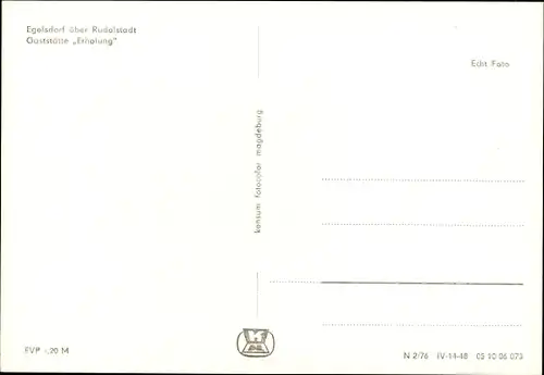 Ak Egelsdorf Königsee in Thüringen, Gaststätte Erholung
