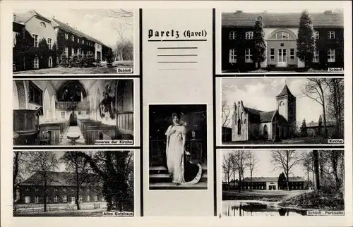 Ak Paretz Ketzin an der Havel, Schloss, Kirche, Altes Gutshaus, Luise von Preußen