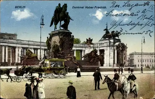 Ak Berlin Mitte, Denkmal Kaiser Friedrich, Kutsche, Reiter
