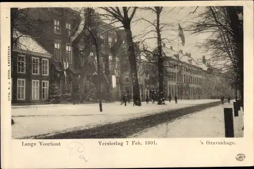 Ak 's Gravenhage Den Haag Südholland, Lange Voorhout, Versiering 7. Feb 1901