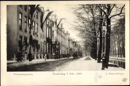 Ak 's Gravenhage Den Haag Südholland, Princessegracht, Versiering 7. Feb 1901