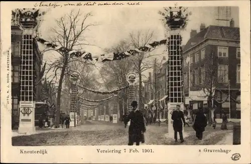 Ak 's Gravenhage Den Haag Südholland, Kneuterdijk, Versiering 7. Feb 1901
