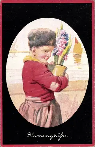 Künstler Ak Feiertag, Karl, Blumengrüße, BKWI 458-1