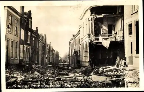 Ak Zierikzee Zeeland, Watersnood 1953, Hoofdpoortstraat, Hochwasserschäden