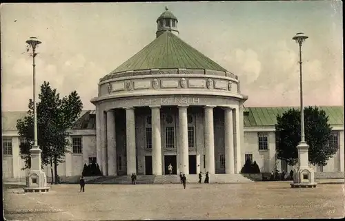 Ak Dresden, Int. Hygiene Ausstellung 1911, Festplatz, Halle Der Mensch