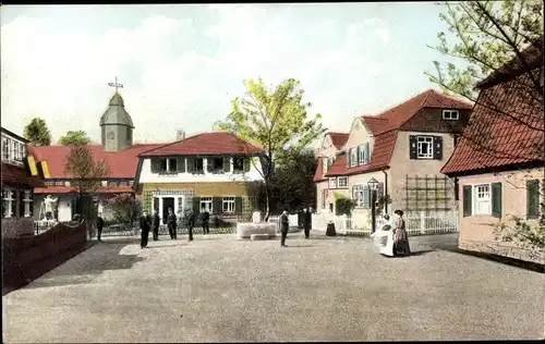 Ak Dresden, 3. Deutsche Kunstgewerbe Ausstellung 1906, Dorfplatz