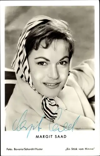 Ak Schauspielerin Margit Saad, Portrait, Autogramm, Kopftuch