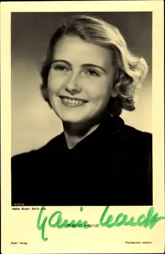 Ak Schauspielerin Karin Hardt, Portrait, Autogramm