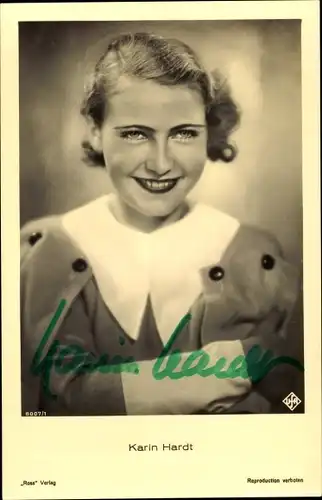 Ak Schauspielerin Karin Hardt, Portrait, Autogramm