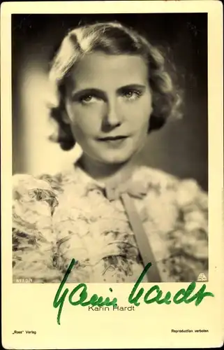 Ak Schauspielerin Karin Hardt, Portrait, Autogramm