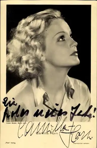 Ak Schauspielerin Camilla Horn, Portrait, Ross Verlag 6321/1