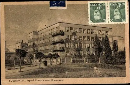 Ak Sosnowiec Sosnowitz Schlesien Polen, Szpital Ubzpieczalni Spolecznej