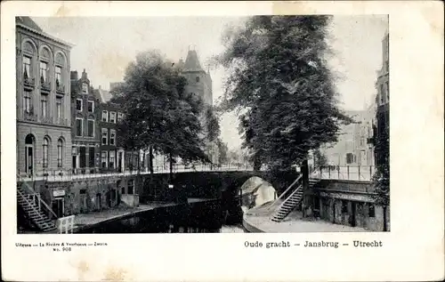 Ak Utrecht Niederlande, Oude gracht, Jansbrug