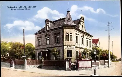 Ak Oberort Kötzschenbroda Radebeul in Sachsen, Bäckerei Cafe Schönhals