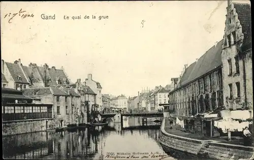 Ak Gand Gent Ostflandern, Quai de la grue