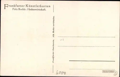 Künstler Ak Fritz Boehle, Frankfurt am Main, Heckenwirtschaft