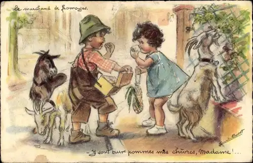 Künstler Ak Bouret, Germaine, Le marchand de fromages
