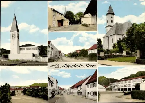 Ak Altenstadt an der Iller, Straßenpartien, Kirche, Bahnhofskiosk Elfriede Aust