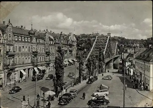 Ak Dresden Blasewitz, Schillerplatz, Brücke, Geschäfte, Passanten