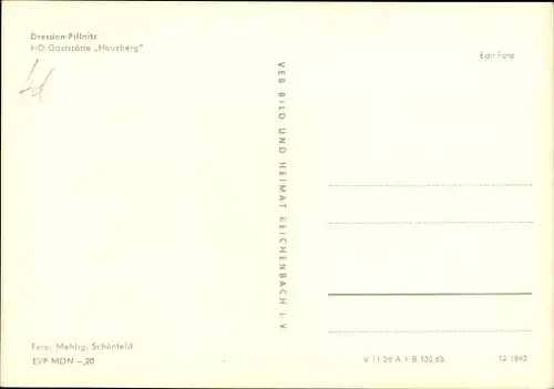 Ak Dresden Pillnitz, HO Gaststätte Hausberg, Außenansicht