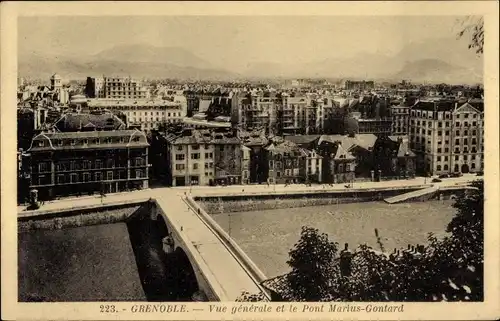 Ak Grenoble Isère, Vue générale et le Pont Marius Gontard
