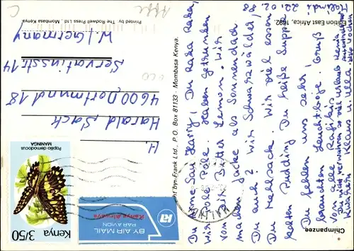 Ak Schimpanse eine Zeitung lesend