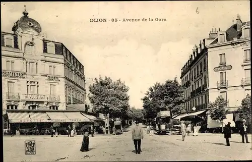 Ak Dijon Côte d'Or, Avenue de la Gare, Straßenbahn, Hotel