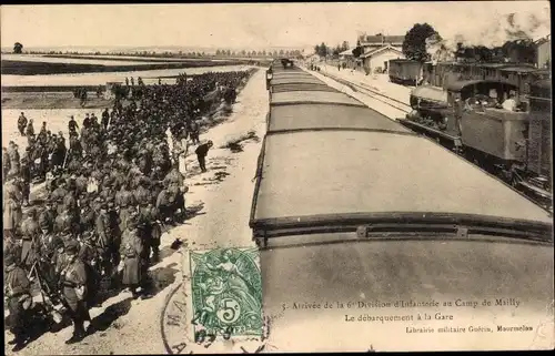 Ak Mailly le Camp Aube, Camp de Mailly, Le debarquement a la Gare, 6e Division d'Infanterie