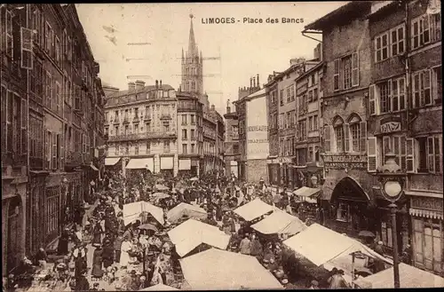 Ak Limoges Haute Vienne, Place des Bancs