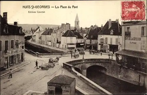 Ak Nuits Saint Georges Côte-d’Or, La Place du Pont, Café la Côte-d’Or